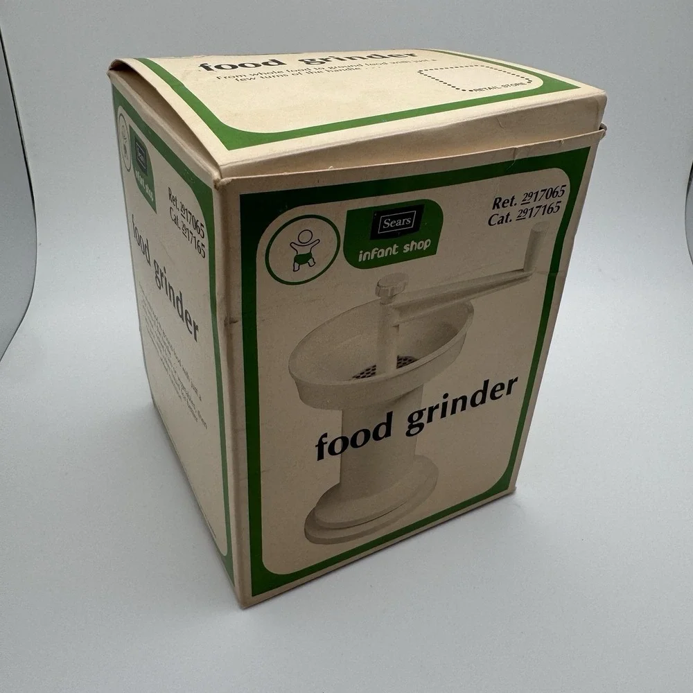 Vtg Sears Baby Fresh Food Mash Grinder Mill Portable Healthy Infant + Manual NEW